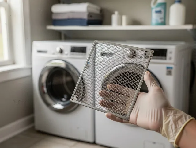 Rowland Heights Dryer Vent Cleaning specialist performing detailed lint trap cleaning service in Rowland Heights