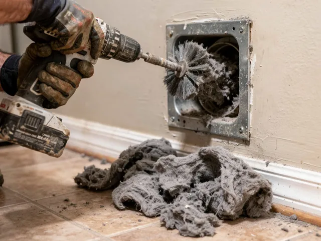 Certified Rowland Heights Dryer Vent Cleaning technician performing dryer vent cleaning in Rowland Heights