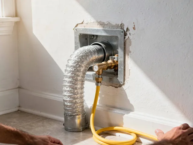 Rowland Heights Dryer Vent Cleaning certified technician performing specialized gas dryer vent cleaning in Rowland Heights